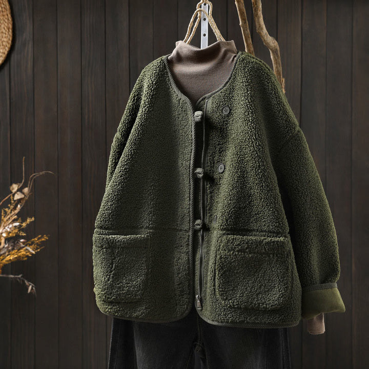 Buddha Stones Winter Zipper Buttons Long Sleeve Thermal Warm Cotton Women's Jacket With Pockets - Green - US4-6，UK/AU8-10，EU36-38 (F) - image 19