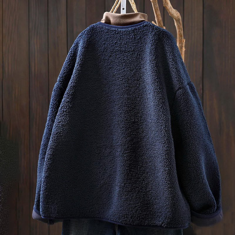 Buddha Stones Winter Zipper Buttons Long Sleeve Thermal Warm Cotton Women's Jacket With Pockets - image 4