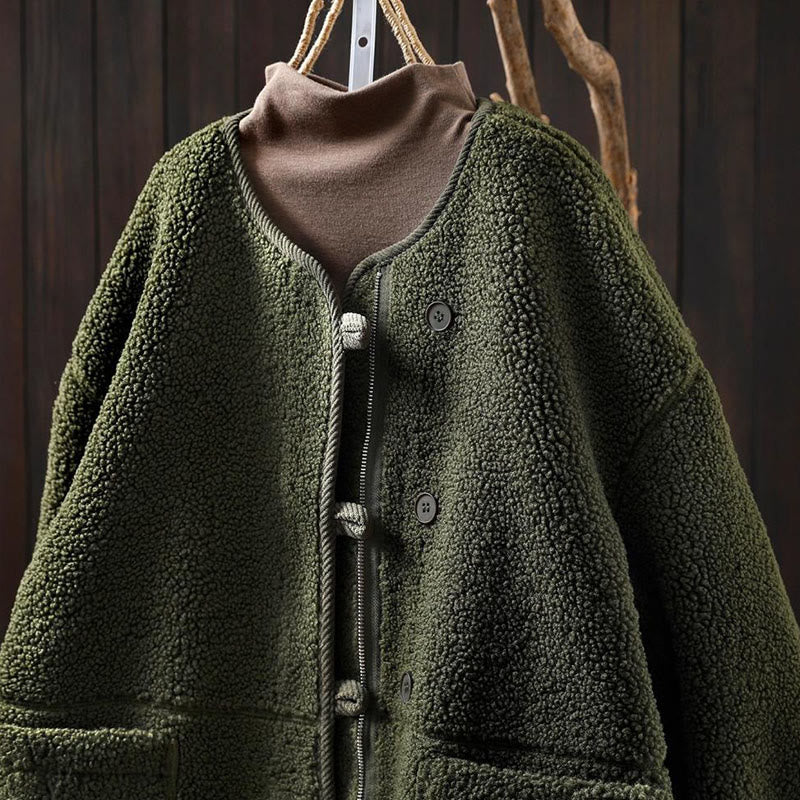 Buddha Stones Winter Zipper Buttons Long Sleeve Thermal Warm Cotton Women's Jacket With Pockets - image 20