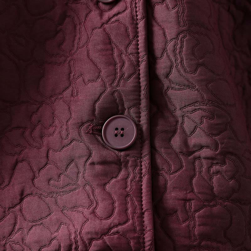 Buddha Stones Fall Buttons Long Sleeve Mid-length Jacquard Cotton Women's Jacket With Pockets - image 7