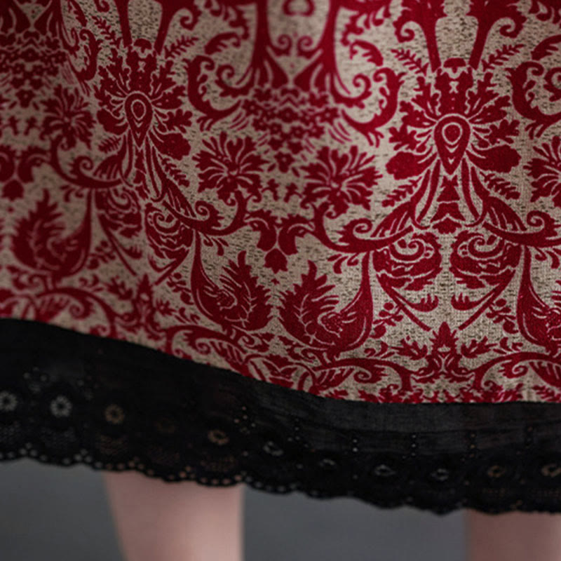 Buddha Stones Ethnic Printed Drawstring Long Sleeve Cotton Midi Dress With Pockets - image 17