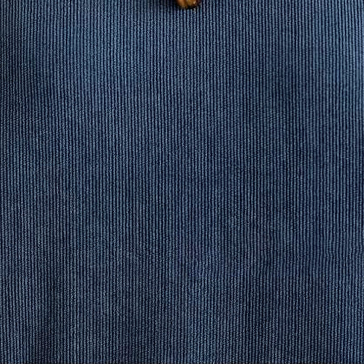 Buddha Stones Fall Plain DarkBlue Long Sleeve Corduroy Midi Dress With Pockets - image 9