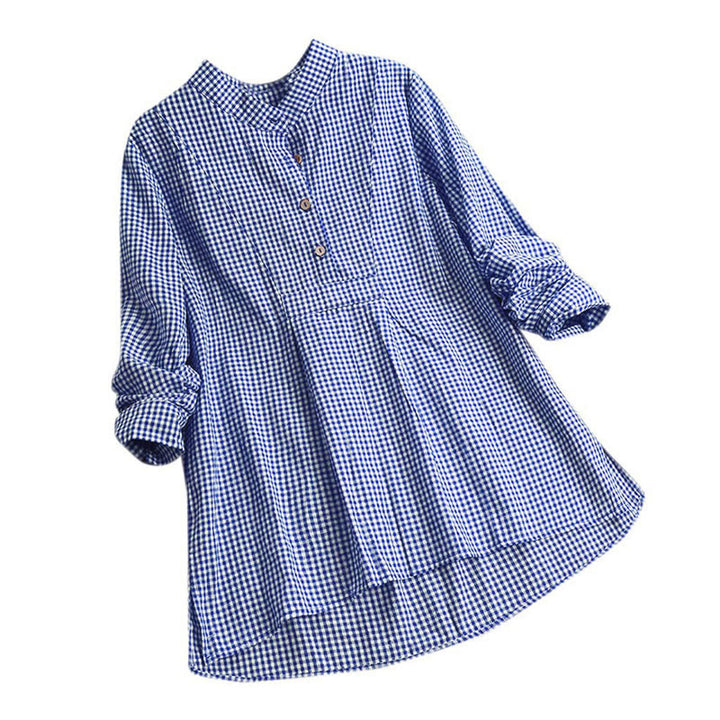 Buddha Stones Women's Buttons Long Sleeve Checked Pattern Shirt - MediumBlue - US16，UK/AU20，EU48 (5XL) - image 12