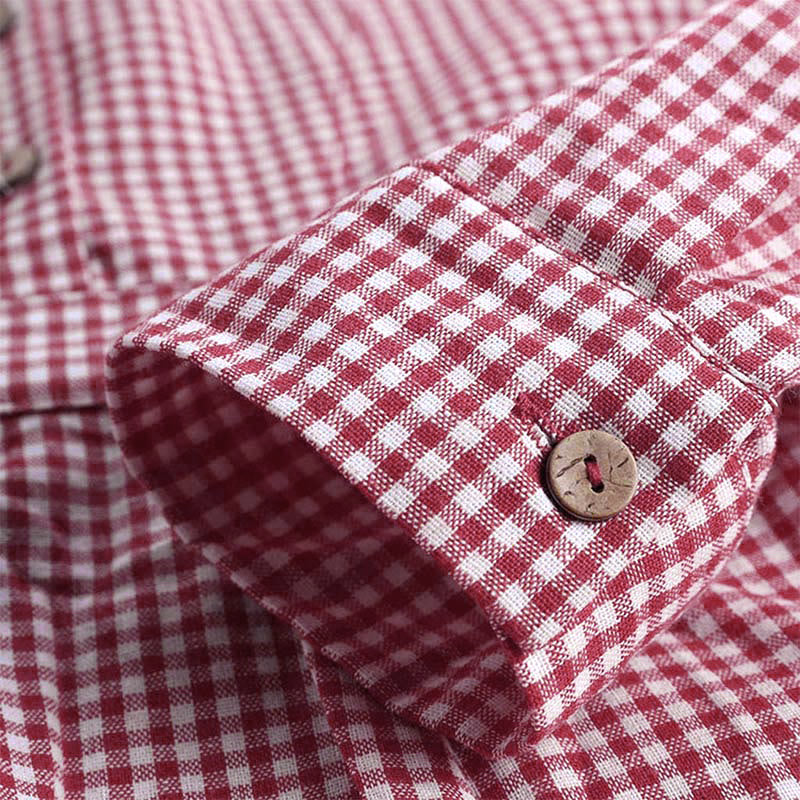 Buddha Stones Women's Buttons Long Sleeve Checked Pattern Shirt - image 4