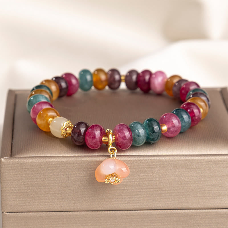 Buddha Stones Tourmaline Yanyuan Agate Peach Blossoms Love Bracelet - Tourmaline(Wrist Circumference: 14-16cm) - image 0