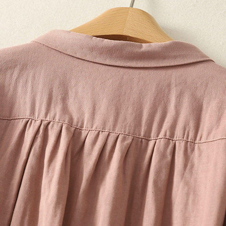 Buddha Stones Embroidered Flower Vine Pattern Long Sleeve Women's Lapel Shirt - image 10