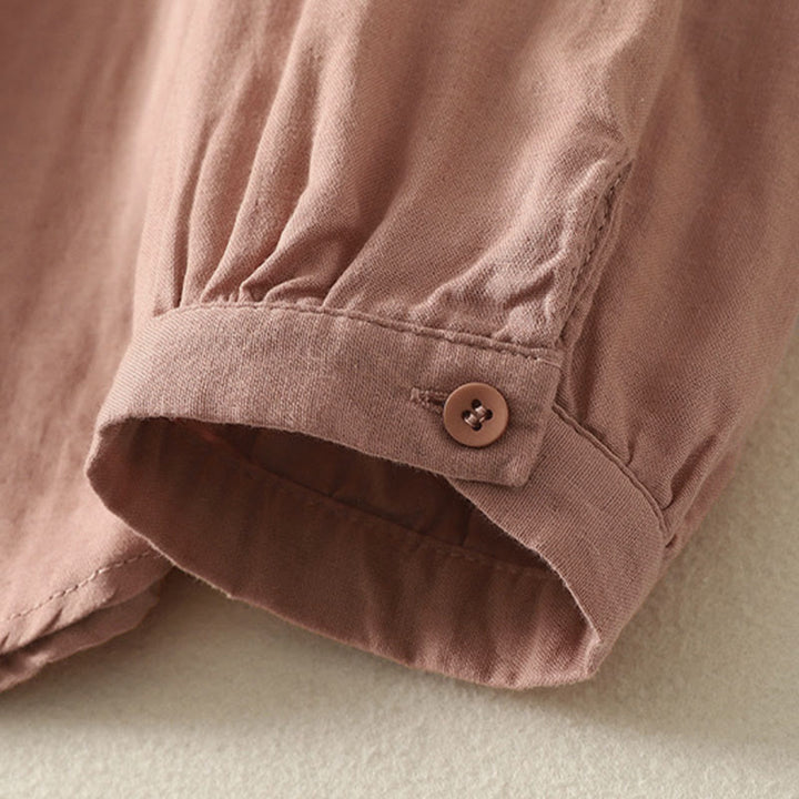 Buddha Stones Embroiderd Flower Vine Pattern Long Sleeve Women's Lapel Shirt - image 14