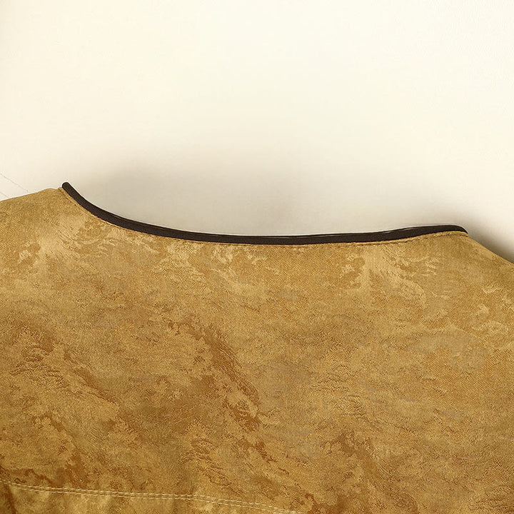 Buddha Stones Frog-button Dark Pattern Jacquard Women's Long Sleeve Thickened Jacket With Pockets - image 3