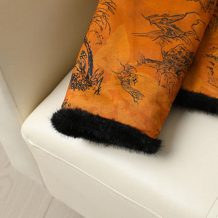 Buddha Stones Frog-button Flower Tree Pattern Women's Long Sleeve Thickened Jacket  - image 8