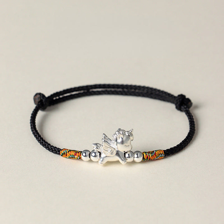 Buddha Stones 925 Sterling Silver Year Of The Horse Prosperity String Bracelet - Black(Wrist Circumference: 14-18cm) - image 8