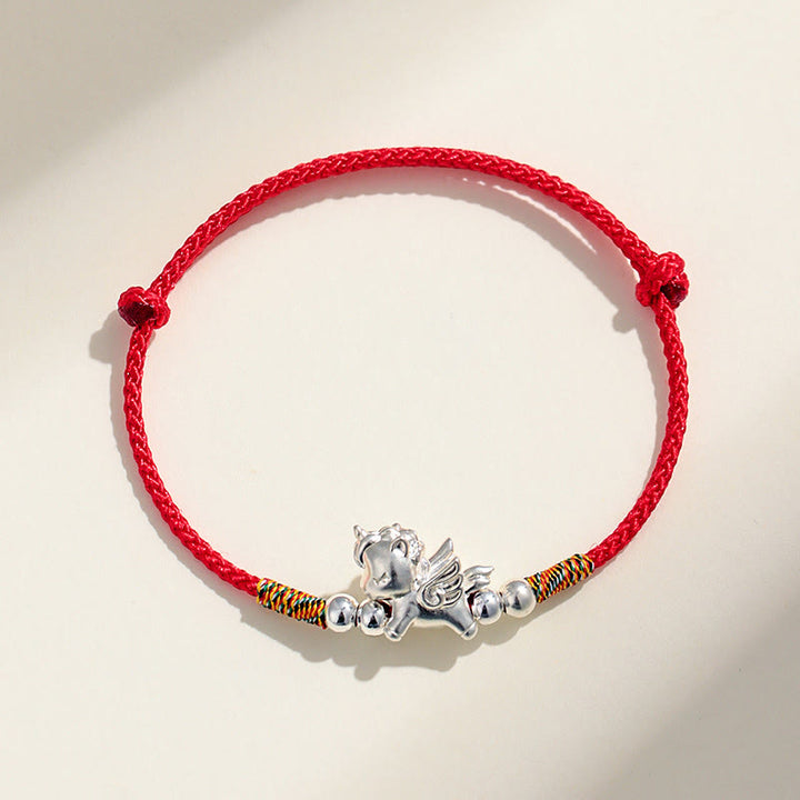 Buddha Stones 925 Sterling Silver Year Of The Horse Prosperity String Bracelet - image 2