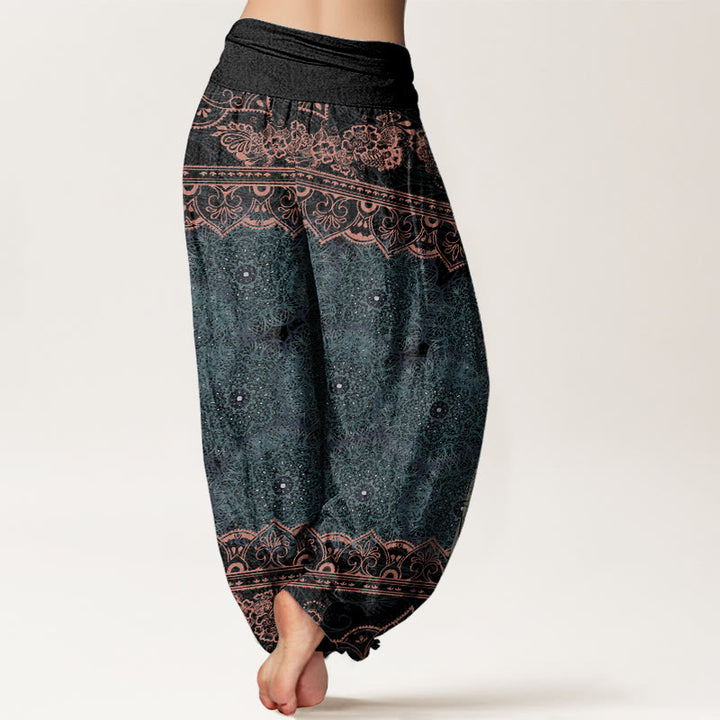 Buddha Stones Cotton Elegant Mandala Flowers Design Women's Elastic Waist Harem Pants - image 2