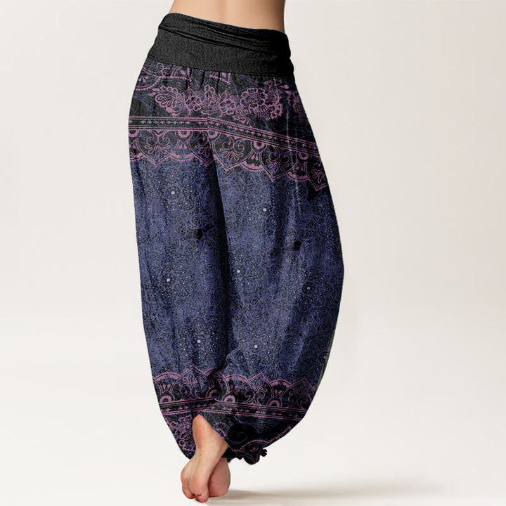 Buddha Stones Cotton Elegant Mandala Flowers Design Women's Elastic Waist Harem Pants - image 6