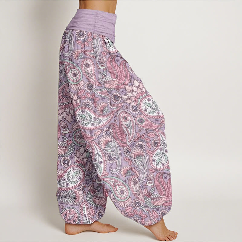 Buddha Stones Cotton Cashew Flower Peacock Sunflower Design Women's Elastic Waist Harem Pants - image 1