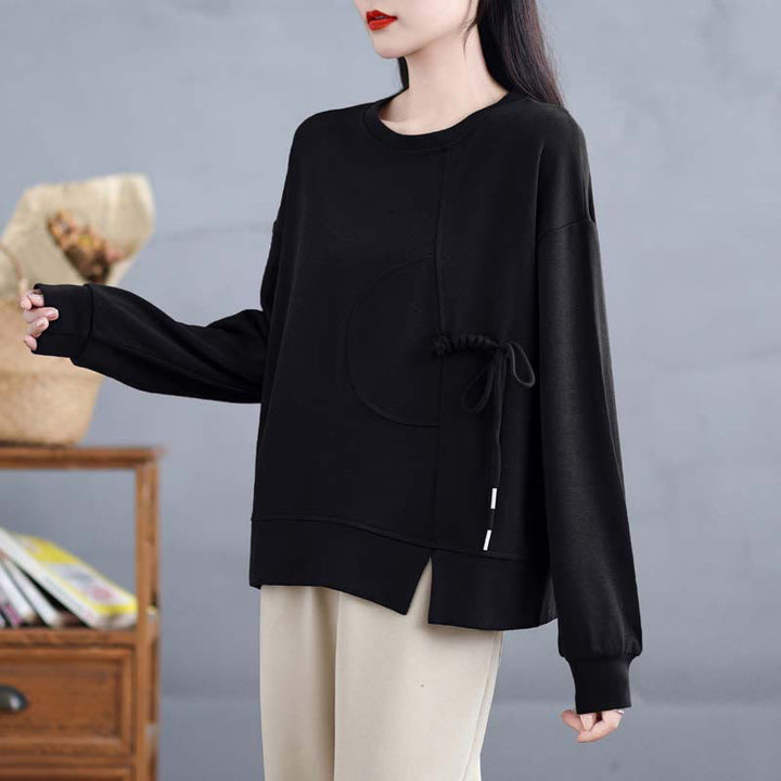 Buddha Stones Plain Frog-button Design Crew Neck Cotton Women's Long Sleeve Sweatshirt - image 17