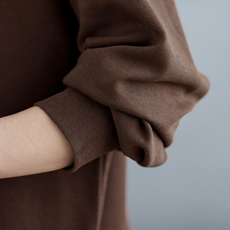 Buddha Stones Fall Solid Color Asymmetrical Design Crew Neck Long Sleeve Women's Cotton Sweatshirt - image 11