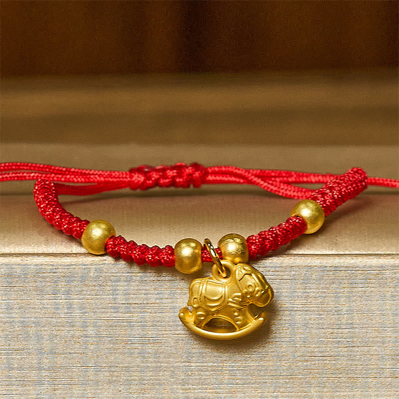 Buddha Stones Golden Year Of The Horse Red String Copper Strength Braided Bracelet - image 2