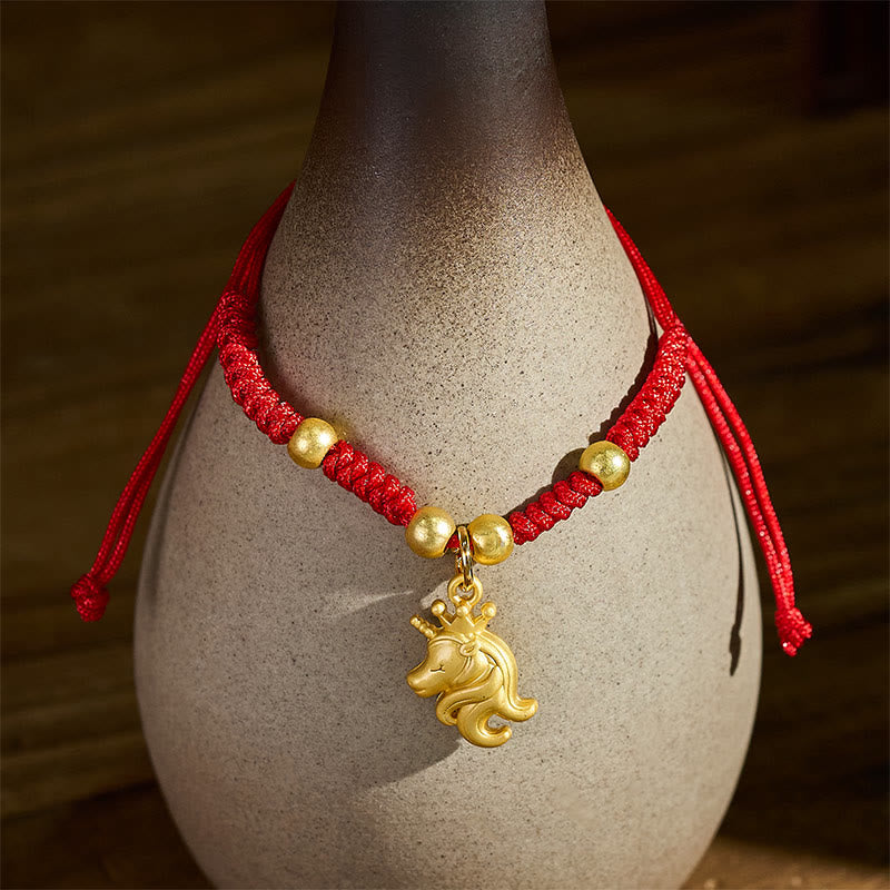 Buddha Stones Year Of The Horse Crown Design Red String Connection Bracelet - Horse(Wrist Circumference: 10-18 cm) - image 0