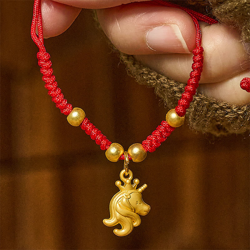 Buddha Stones Year Of The Horse Crown Design Red String Connection Bracelet - image 1