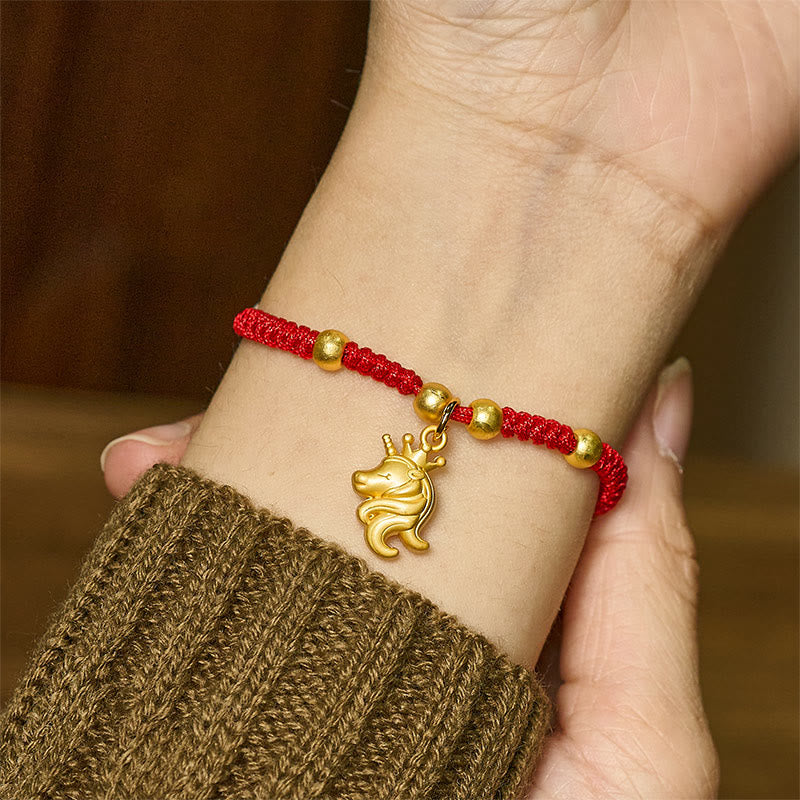 Buddha Stones Year Of The Horse Crown Design Red String Connection Bracelet - image 3