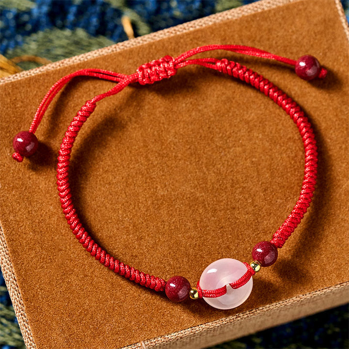 Buddha Stones Peace Buckle White Agate Flat Knot Diamond Knot Red String Connection Bracelet - image 29