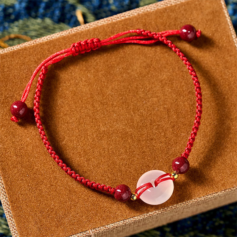 Buddha Stones Peace Buckle White Agate Flat Knot Diamond Knot Red String Connection Bracelet - image 23