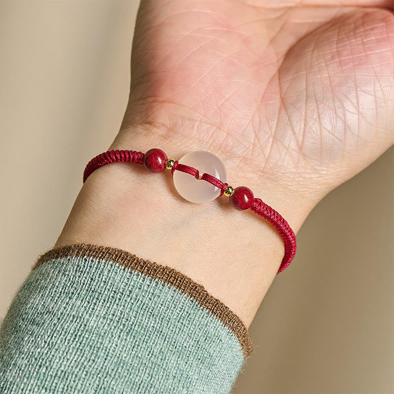 Buddha Stones Peace Buckle White Agate Flat Knot Diamond Knot Red String Connection Bracelet - image 18