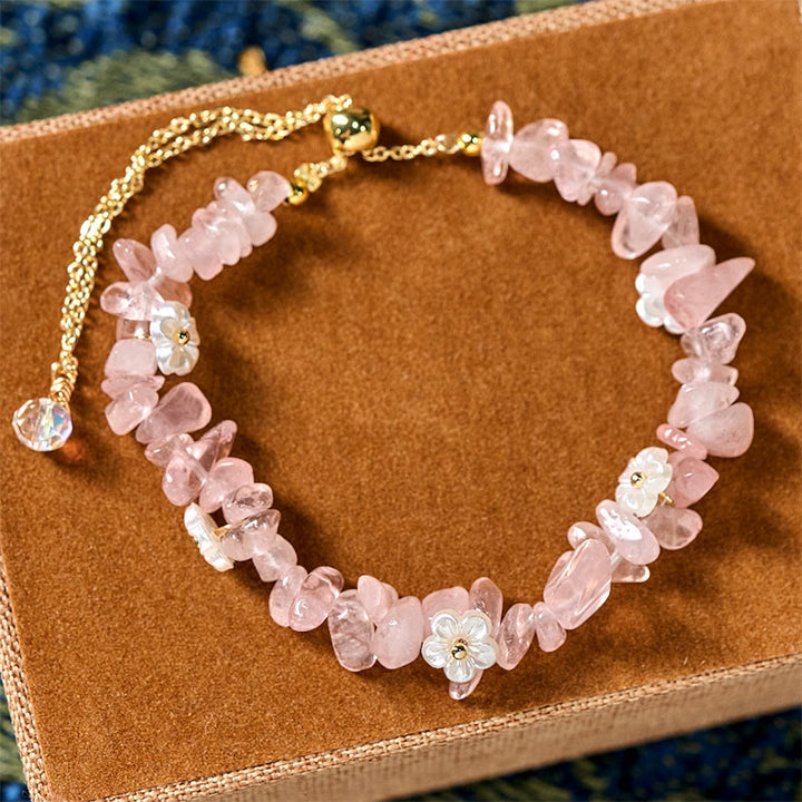 Buddha Stones Irregular Crystal Flower Design Amethyst White Crystal Balance Bracelet - image 36