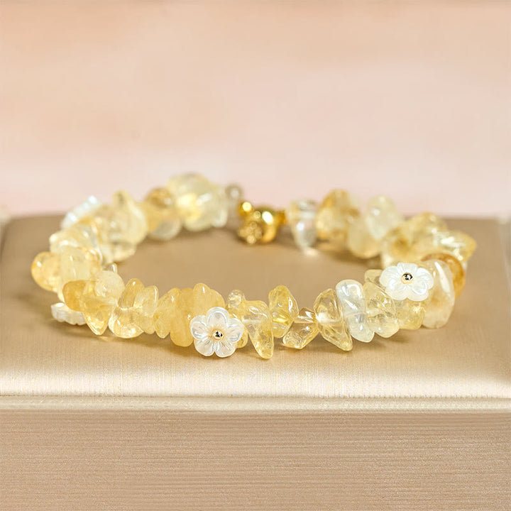 Buddha Stones Irregular Crystal Flower Design Amethyst White Crystal Balance Bracelet - Citrine(Wrist Circumference: 15-19cm) - image 25