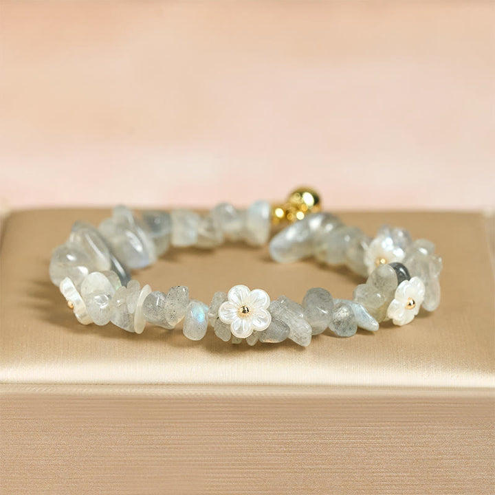 Buddha Stones Irregular Crystal Flower Design Amethyst White Crystal Balance Bracelet - Grey Moonstone(Wrist Circumference: 15-19cm) - image 17