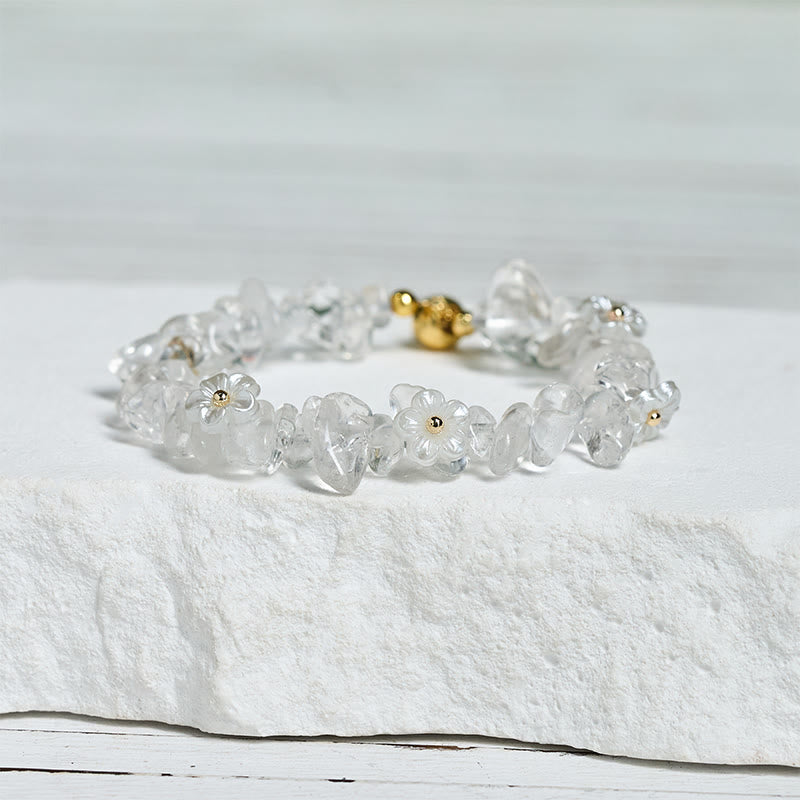 Buddha Stones Irregular Crystal Flower Design Amethyst White Crystal Balance Bracelet - image 13