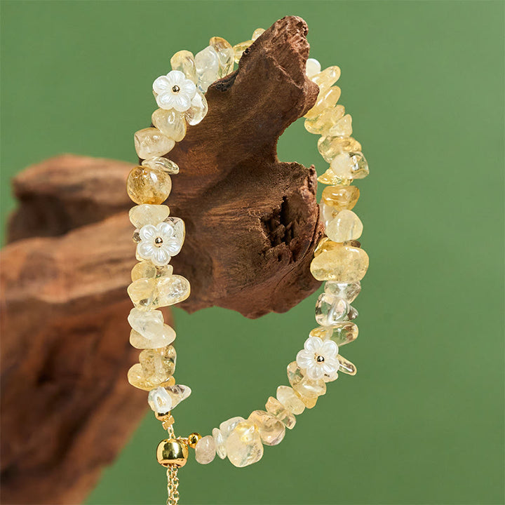 Buddha Stones Irregular Crystal Flower Design Amethyst White Crystal Balance Bracelet - image 26