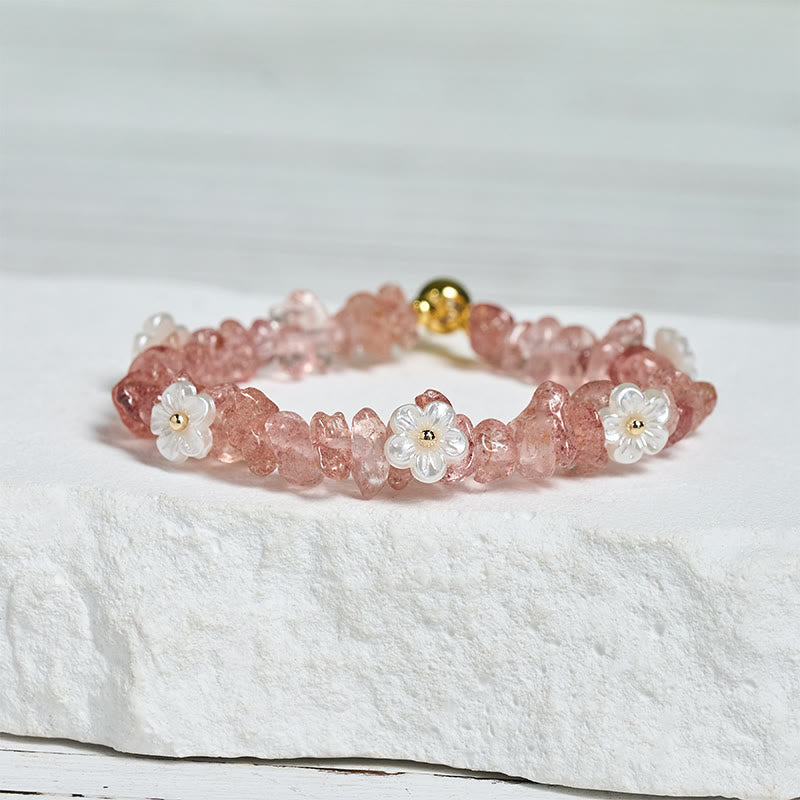 Buddha Stones Irregular Crystal Flower Design Amethyst White Crystal Balance Bracelet - image 45