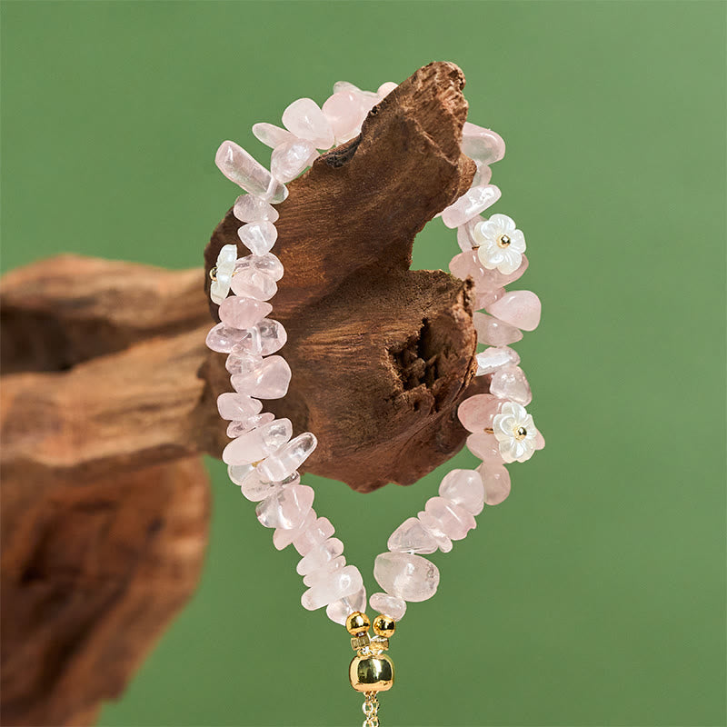 Buddha Stones Irregular Crystal Flower Design Amethyst White Crystal Balance Bracelet - image 34