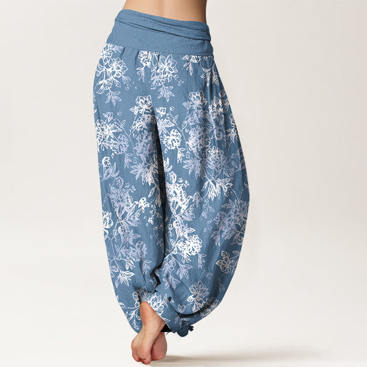 Buddha Stones Cotton Retro Layered Petals Pattern Women's Elastic Waist Harem Pants - image 9