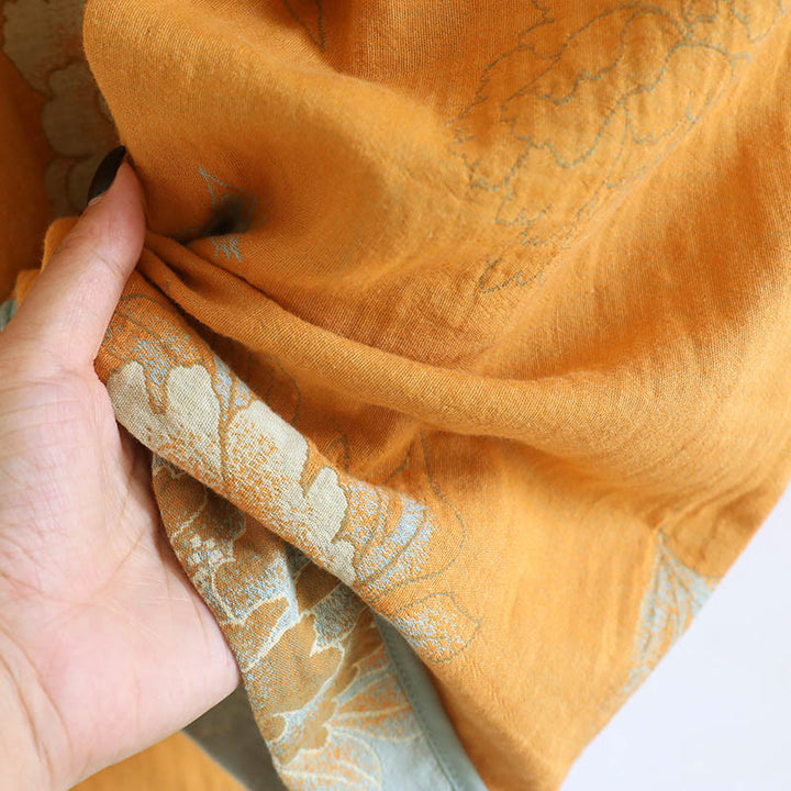 Buddha Stones 2pcs Frog-Button Printed Long Sleeve Cardigan Shirt Pants With Pockets Cotton Set  - image 18