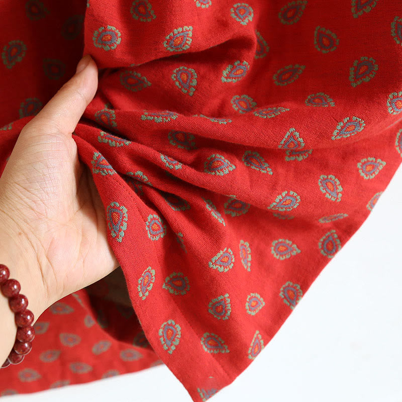 Buddha Stones 2pcs Colorful Floral Long Sleeve Frog-Button Shirt Pants With Pockets Pure Cotton Set  - image 18