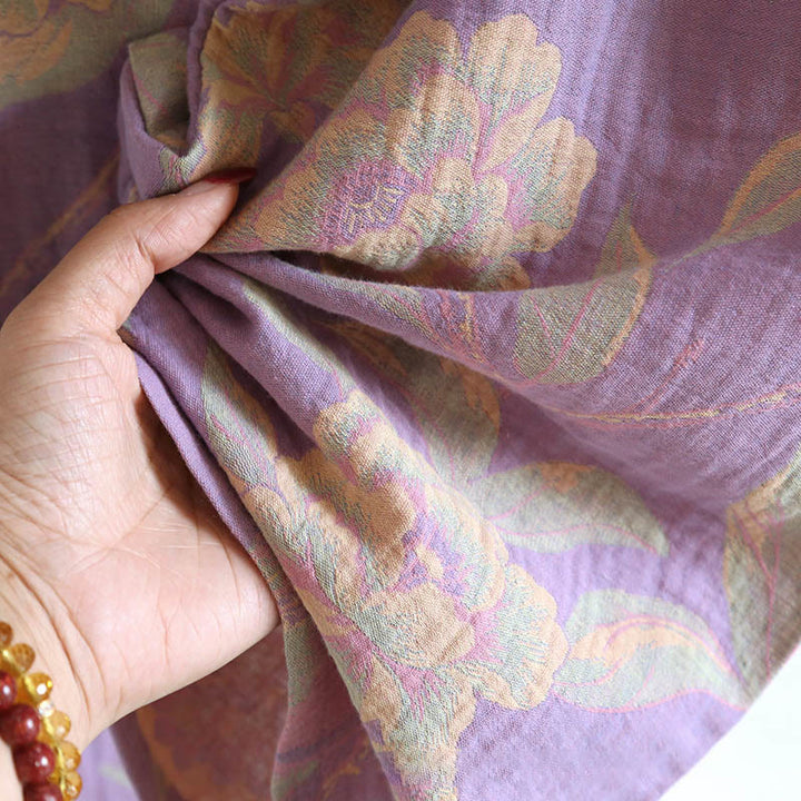 Buddha Stones 2pcs FLoral Pattern Long Sleeve Crew Neck Button Shirt Pants With Pockets Cotton Set  - image 13