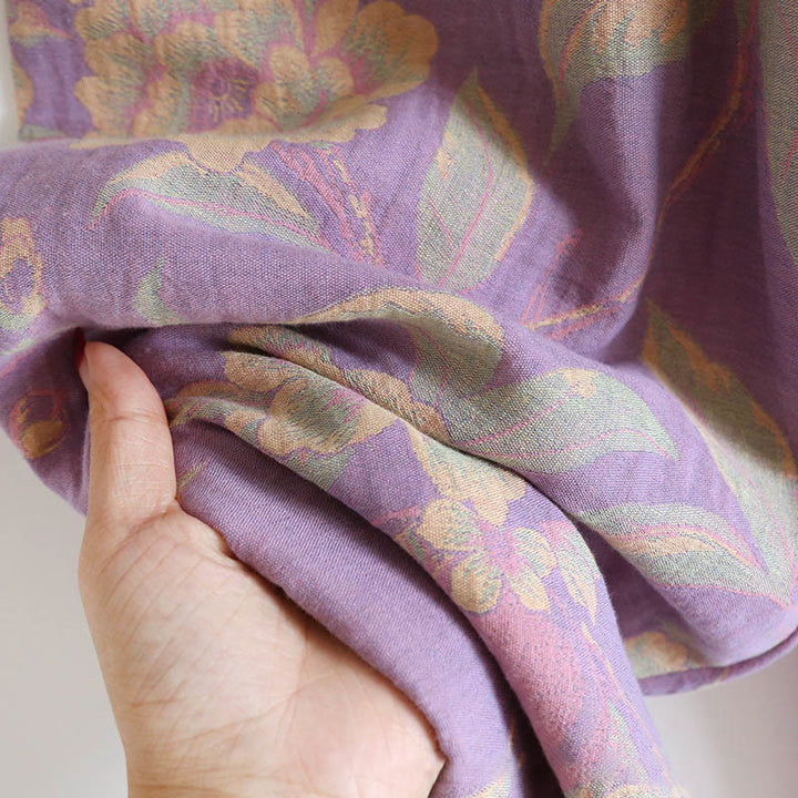 Buddha Stones 2pcs FLoral Pattern Long Sleeve Crew Neck Button Shirt Pants With Pockets Cotton Set  - image 17