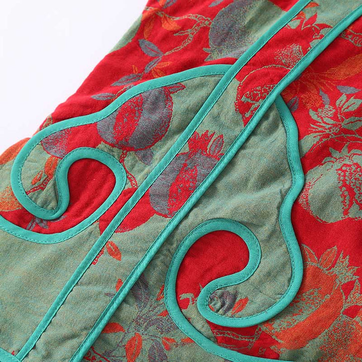 Buddha Stones 2pcs Patchwork Long Sleeve Frog-Button Shirt Pants With Pockets Pure Cotton Set  - image 7