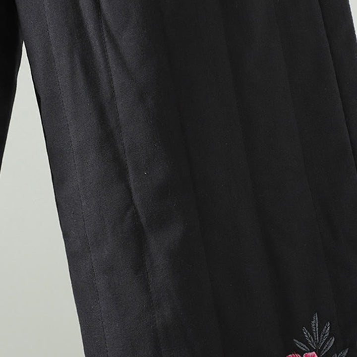 Buddha Stones Women's Ethnic Embroidery Flower Thermal Cotton Pants With Pockets - image 13