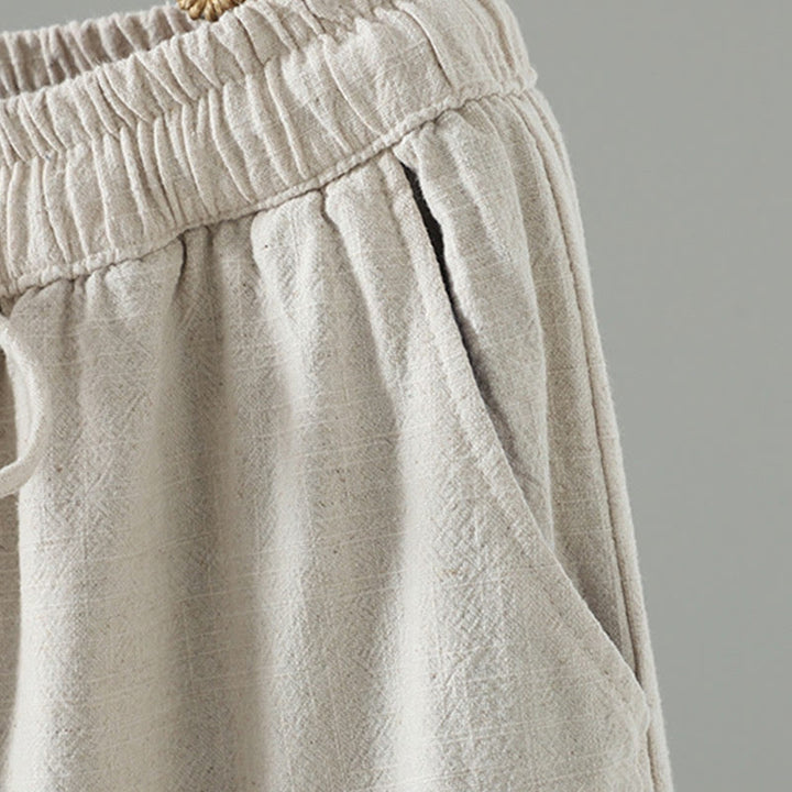 Buddha Stones Women's Pure Color Lace Patchwork Drawstring Thermal Cotton Pants With Pockets - image 19