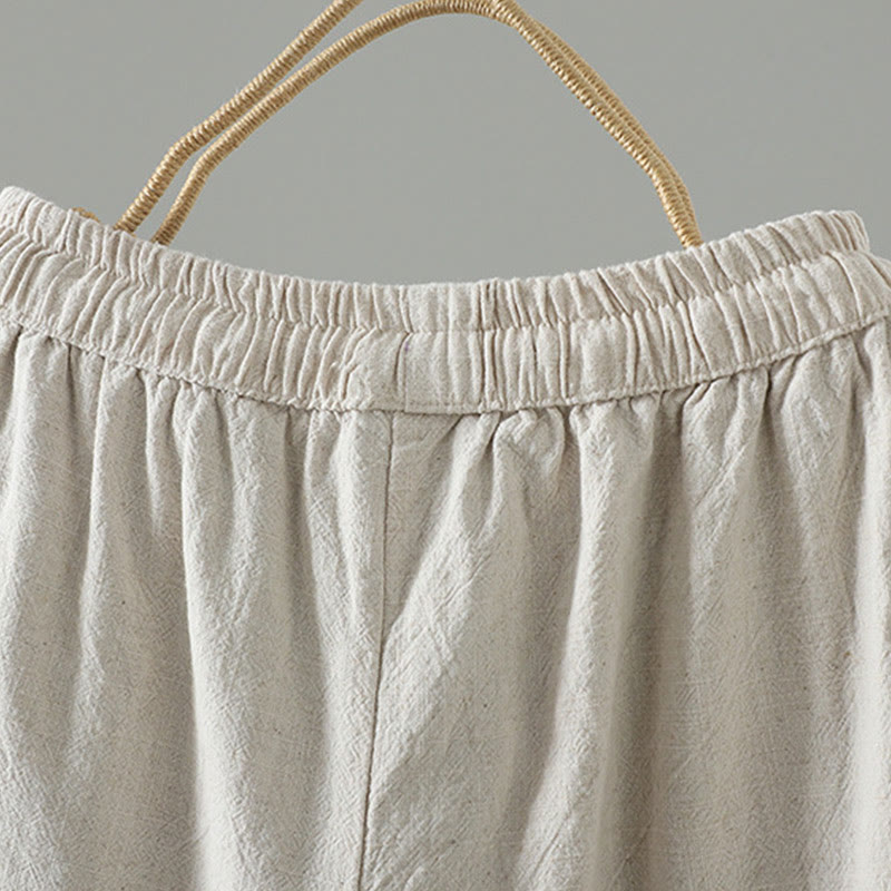 Buddha Stones Women's Pure Color Lace Patchwork Drawstring Thermal Cotton Pants With Pockets - image 17