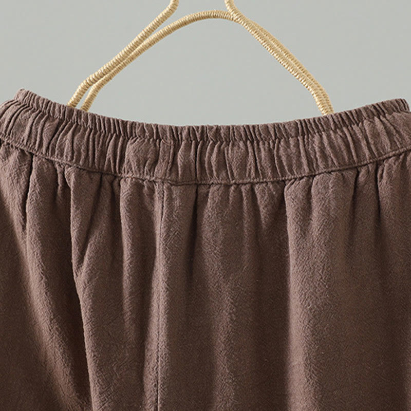 Buddha Stones Women's Pure Color Lace Patchwork Drawstring Thermal Cotton Pants With Pockets - image 3