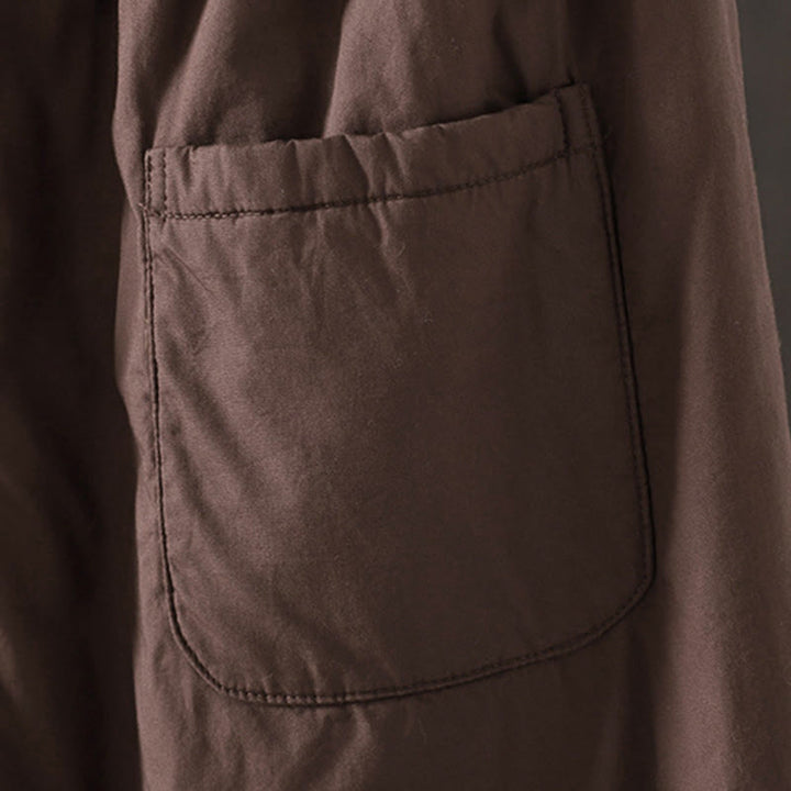 Buddha Stones Plain Cotton Fleece-lined Women's Harem Thermal Pants With Pockets - image 10