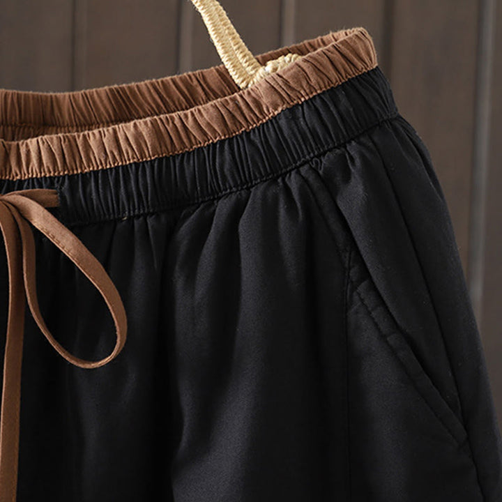 Buddha Stones Plain Cotton Women's Harem Thermal Pants With Pockets - image 3