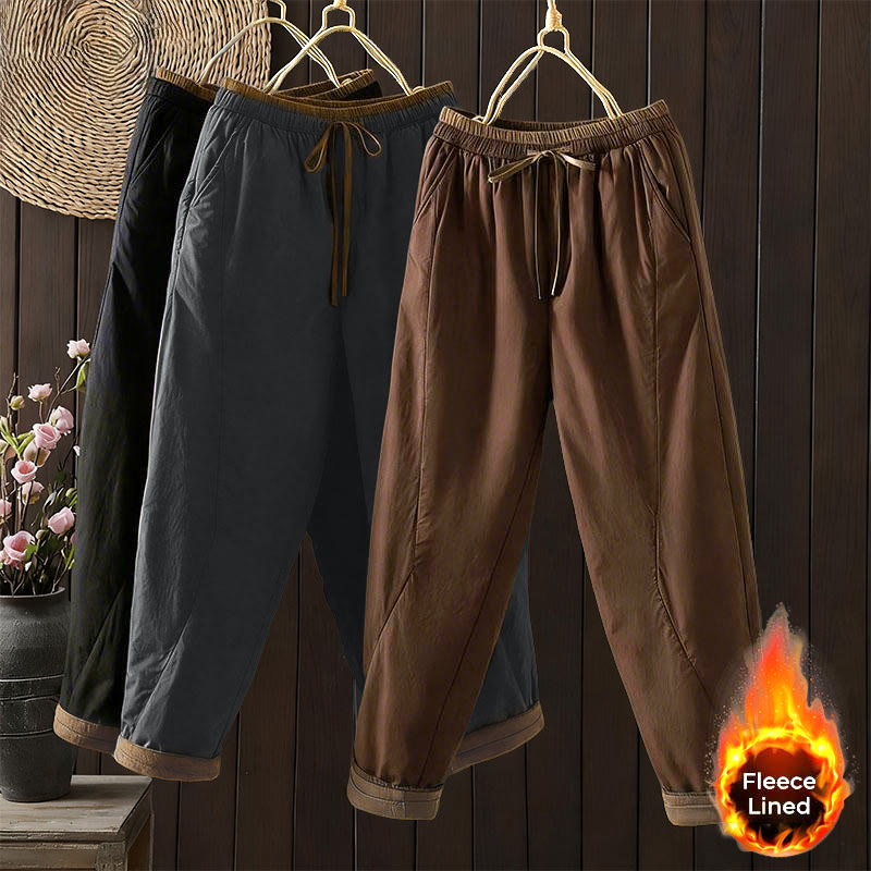 Buddha Stones Plain Cotton Women's Harem Thermal Pants With Pockets - image 0