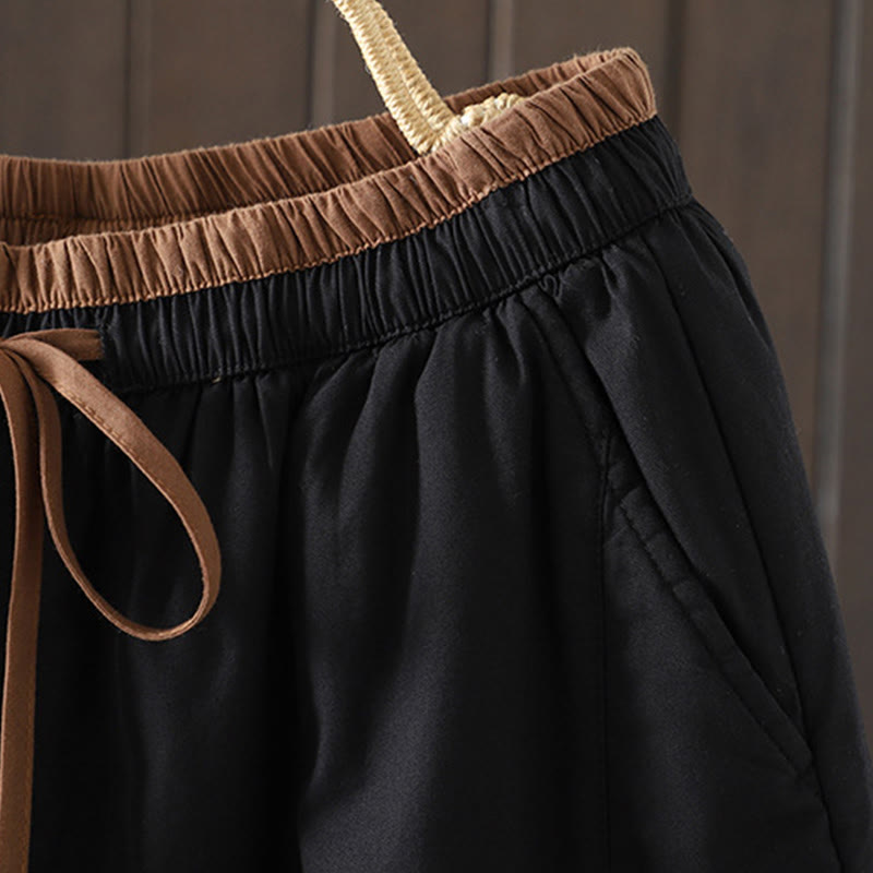 Buddha Stones Plain Cotton Fleece-lined Women's Harem Thermal Pants With Pockets - image 3