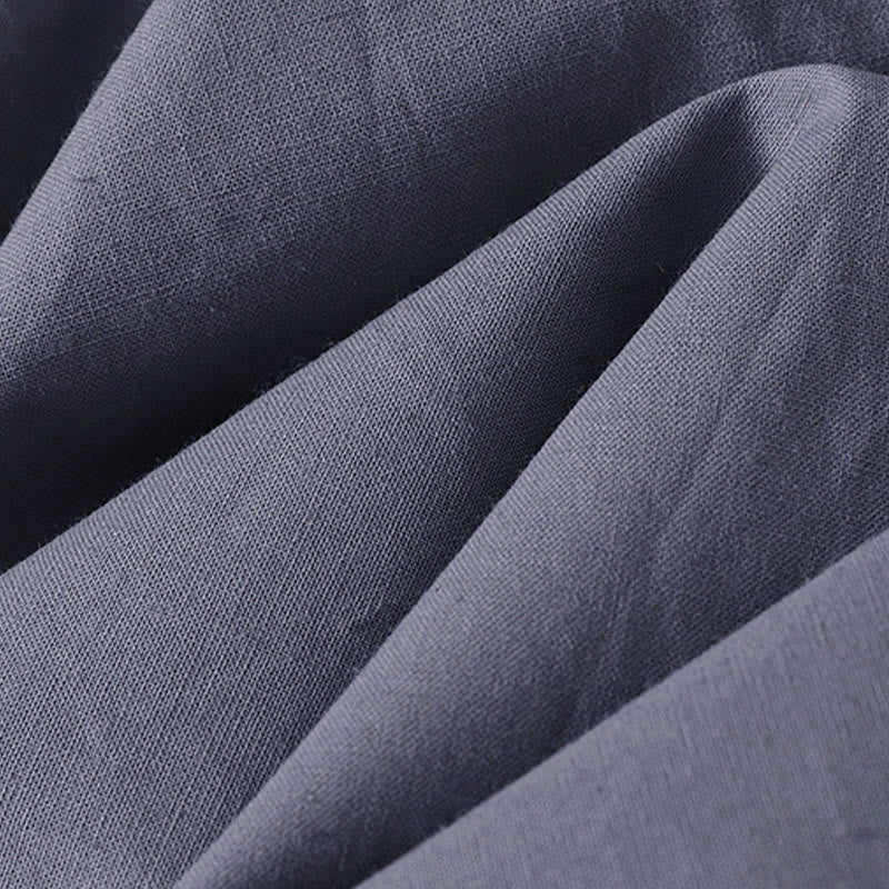 Buddha Stones Fall Solid Color Lapel Buttons Long Sleeve Cotton Midi Dress With Pockets - image 20