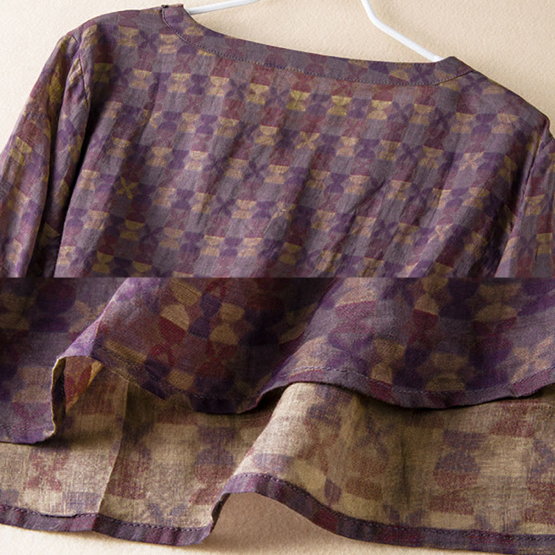 Buddha Stones Spring V-Neck Printed Floral Pattern Women's Long Sleeve Shirt - image 17